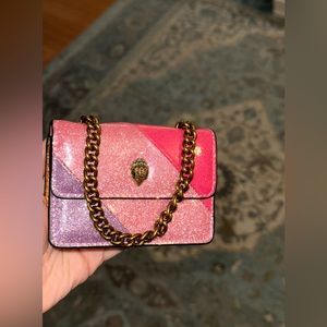 NWT KURT GEIGER LONDON Micro Kensington Sparkle Pink Faux Leather Crossbody